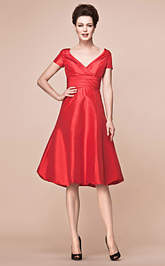 A-line V-neck Knee-length Taffeta Mother Of The Bride Dress