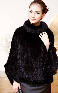 Standing Collar Long Sleeve Mink Fur Party Jacket