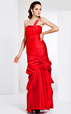 One Shoulder Trumpet/ Mermaid Floor-length Taffeta Evening Dress