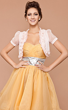 Short Sleeve Chiffon/ Cotton Office & Career Jackets/ Wraps