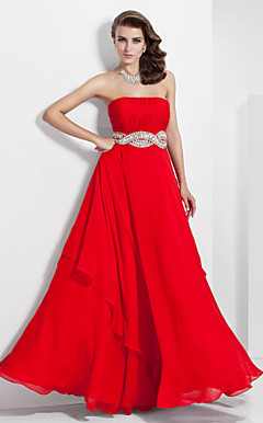 a-lijn strapless vloer-length chiffon avondjurk