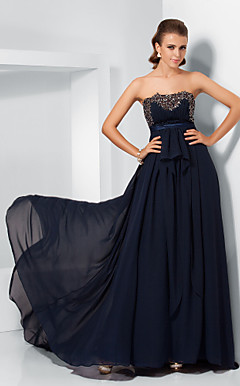 A-line Strapless Chiffon And Lace Evening Dress inspired by Katie Holmes at the 84th Oscar