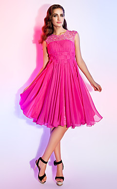 A-line Jewel Knee-length Chiffon Cocktail Dress