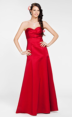 A-line Sweetheart Floor-length Satin Bridesmaid Dress