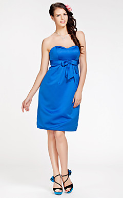 Sheath/Column Sweetheart Knee-length Satin Bridesmaid Dress