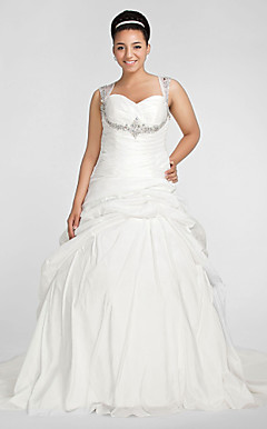 Ball Gown Sweetheart Chapel Train Taffeta Plus Size Wedding Dress