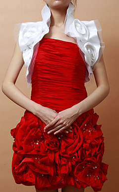 Elegant Sleeveless Satin With Flowers Special Occasion Jacket/ Wedding Wrap (More Colors)