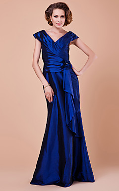 Trumpet/Mermaid V-neck Floor-length Taffeta Mother Of The Bride Dress