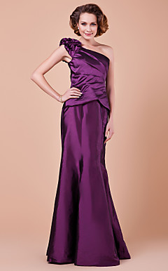 Trumpet/Mermaid One Shoulder Floor-length Taffeta Mother Of The Bride Dress