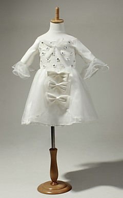Chiffon Half-sleeves Flower Girl Dress With Flowers