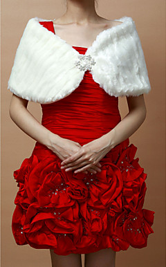 Elegant Faux Fur Wedding / Evening Wraps / Sjal Med Flower Pin