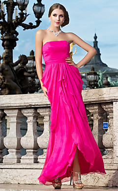 schede / kolom strapless vloer-length chiffon avondjurk