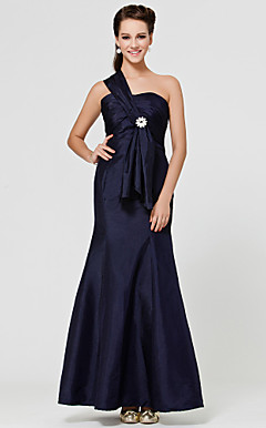 Trumpet/ Mermaid One Shoulder Floor-length Taffeta Bridesmaid Dress