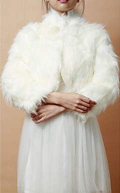 Nice Short Sleeve Faux Fur Evening/Wedding Jacket/Wrap