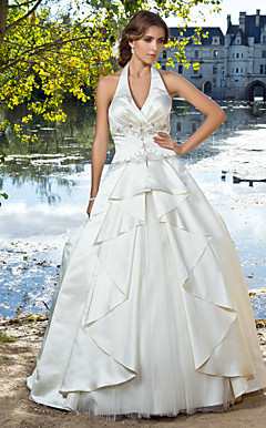 Ball Gown Halter Satin Wedding Dress