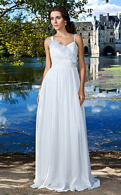 schede / kolom bandjes vloer-length chiffon jurk