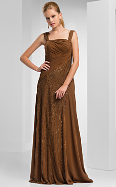bainha / coluna decote quadrado do assoalho-comprimento chiffon cetim fosco mãe do vestido de noiva