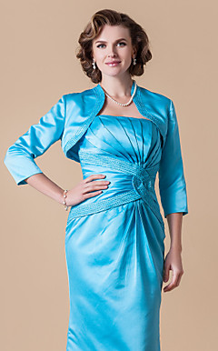 3/4 Sleeve Satin Wedding/Evening Jacket/Wrap With Beading (More Colors)
