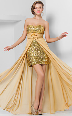 Sheath/Column Sweetheart Floor-length Chiffon And Sequined Evening Dress
