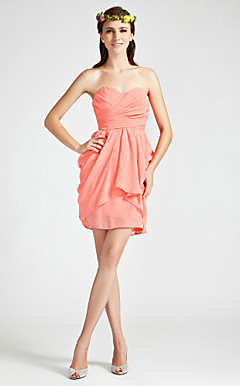 Sheath/Column Sweetheart Short/Mini Chiffon Bridesmaid Dress