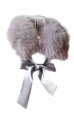 Fox Fur Front Tie Collar With Ribbon (More Colors)