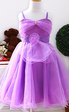 Beautiful Spaghetti Straps Satin/Tulle Wedding/Evening Flower Girl Dress