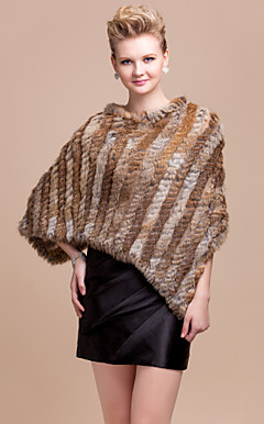 Rabbit Fur Daily Wear Poncho/ Hood