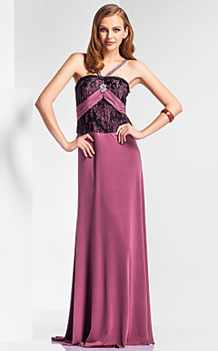 bainha / coluna tiras do assoalho-comprimento vestido de noite de malhas