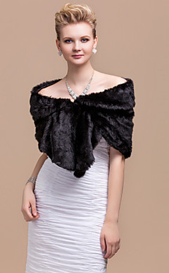 Elegant Faux Rabbit Fur Party / Evening Shawl / Wrap