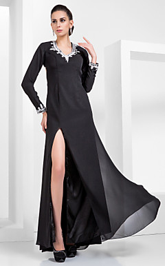 Sheath/Column Jewel Floor-length Chiffon Evening Dress