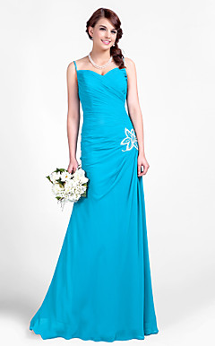 A-line Sweetheart gulvlange chiffon brudepige kjole