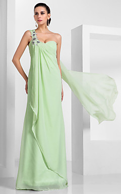 Sheath/Column One Shoulder Floor-length Chiffon Evening Dress