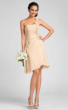 A-line One Shoulder Knee-length Chiffon Bridesmaid Dress