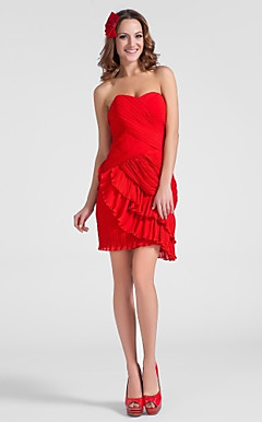 Sheath/Column Sweetheart Short/Mini Chiffon Cocktail Dress