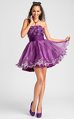 Ball Gown senza spalline breve / mini abito da cocktail organza