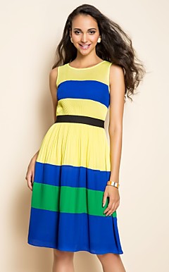TS righe a contrasto Colore del vestito chiffon