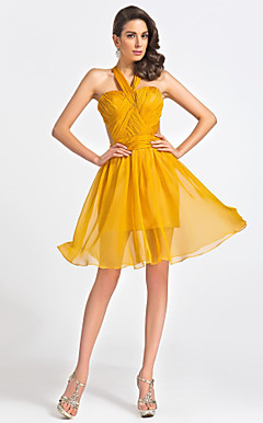 A-line Sweetheart knælange organza cocktail kjole