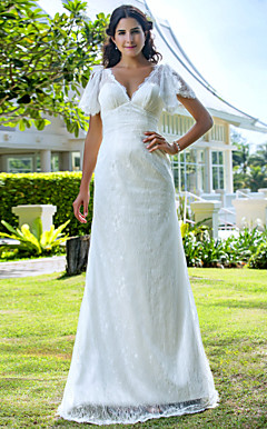Mantel / Spalte Liebsten Gericht Zug Chiffon Spitze Brautkleid