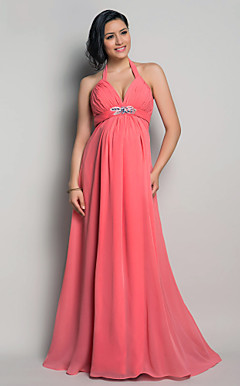 Sheath/Column Halter Floor-length Chiffon Maternity Evening Dress