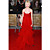  Taylor Momsen Empire Strapless Sweep/Brush Train Organza Evening/ Gossip Girl Fashion Dress(FSH0096)