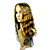  mão amarrada laço cheio de estilo longo de 100% cabelo humano luz peruca de cabelo loiro encaracolado (0988-nsql015)