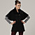  Black Cloak Style Double-breasted Hairy Collar With Belt Coat / Women's Coats (FF-B-0736742)
