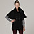 Black Cloak Style Double-breasted Hairy Collar With Belt Coat / Women's Coats (FF-B-0736742)