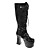  5" Cone Heel Platform Black PU Lolita Boots