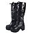  3 "grosso tallone piattaforma nero pu lolita stivali con fibbia
