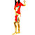  rosso lycra spandex catsuit con oro lucido metallizzato modello femminile