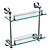  2-Tier Chrome Finish Solid Brass Wall Mount Shelf Satin Glass Spotlight-Shape Joint