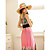  chiffon maxi jurk met v-neck/straps (meer kleuren)