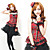  Princess Series Check Pattern Black Lace Polyester Costume (5 Pieces)