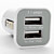 Dual-port USB Car Charger for iPhones and iPads (White)